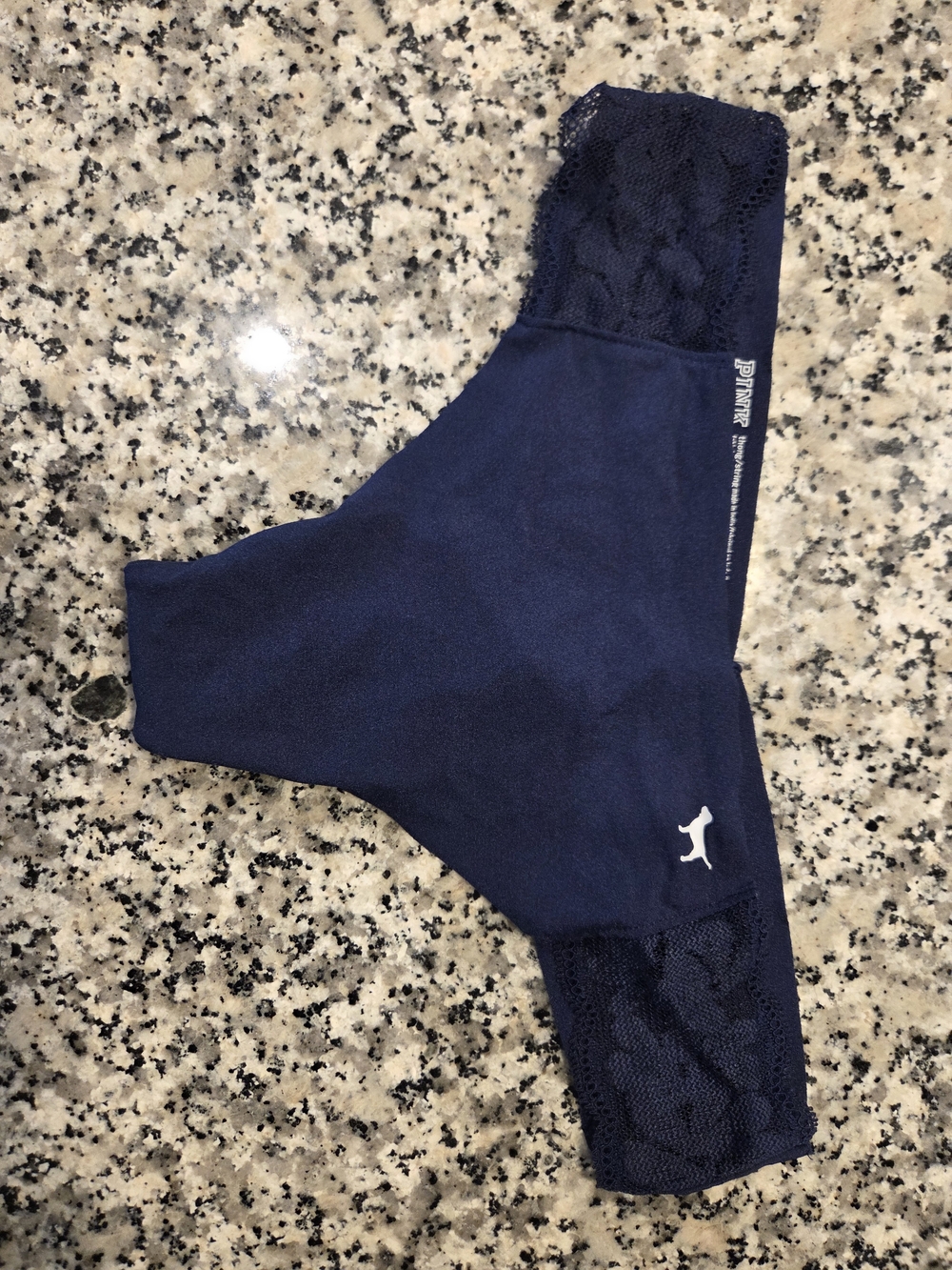 Victoria's Secret PINK Teen's Navy Lace-Trim Thong Panty